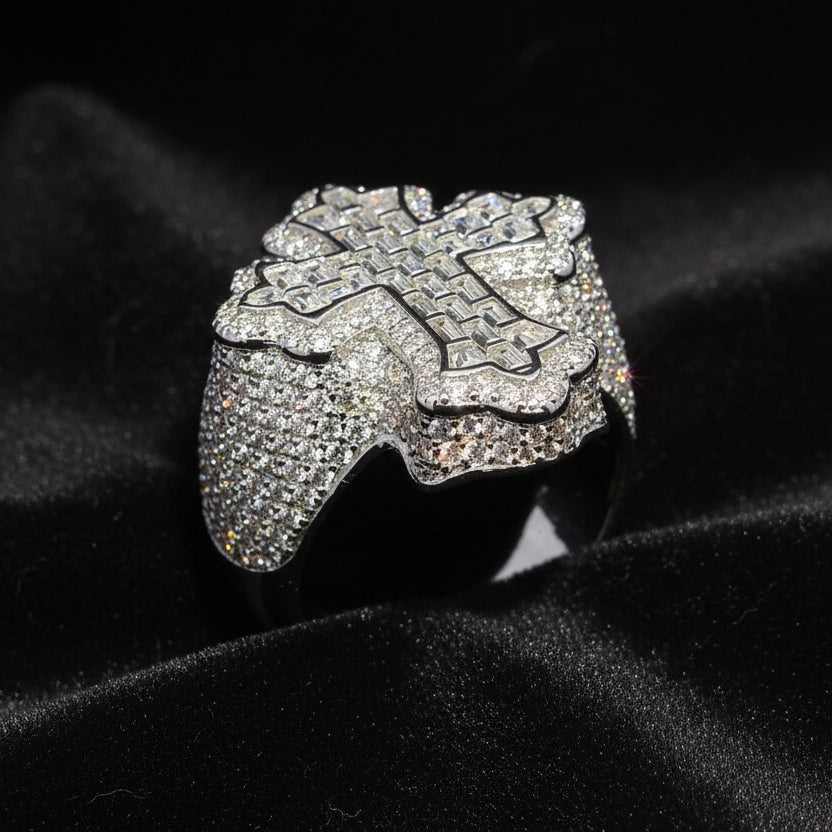 Moissanite 4.23 ctw Baguette Cross Ring