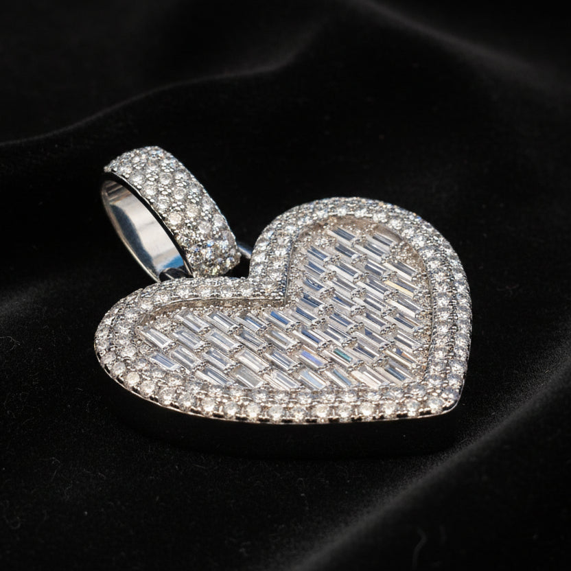 Moissanite 5.7 ctw Baguette Heart Shape Pendant