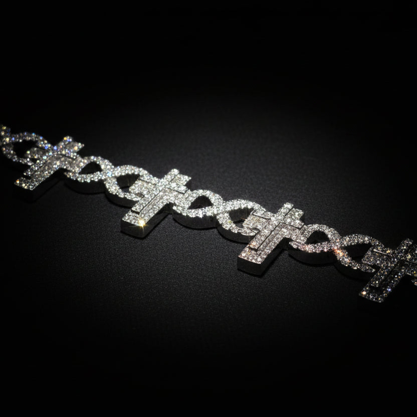 Moissanite Infinity Cross Bracelet 12.91 ctw