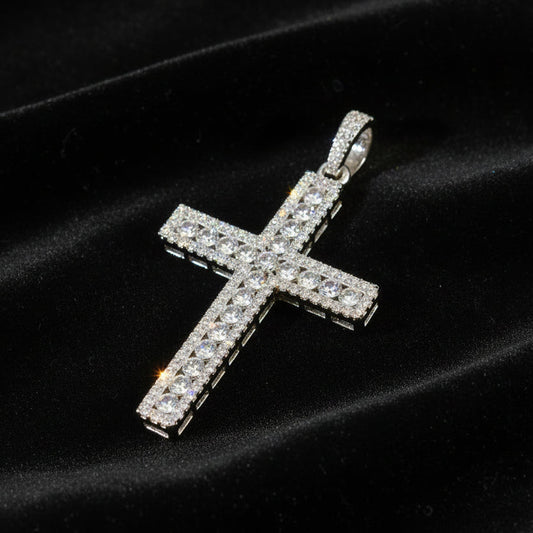 Moissanite 2.09 ctw Elegant Studded Cross Pendant