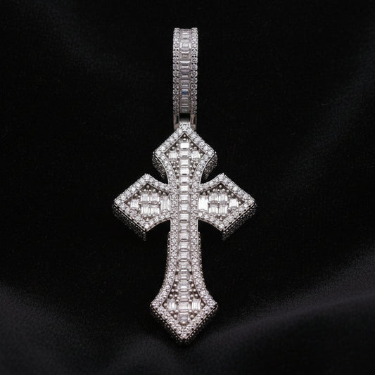 Moissanite 3.52ctw  Elegant Chrome Cross Pendant