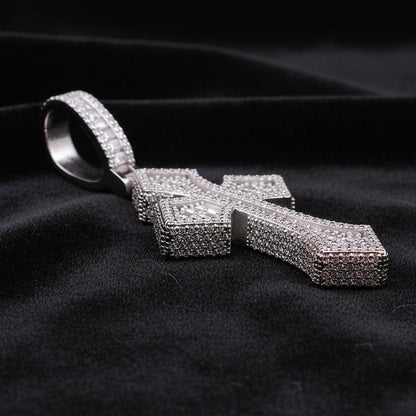Moissanite 3.52ctw  Elegant Chrome Cross Pendant
