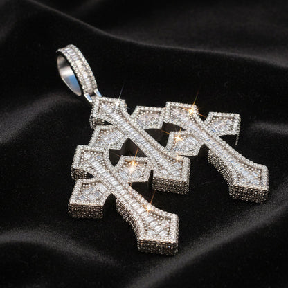 Moissanite 8.22ctw Triple Cross Pendant