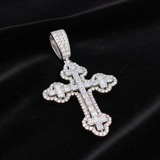 Moissanite 2.09 ctw Emerald Cross Pendant