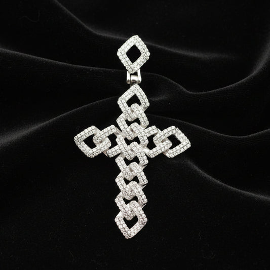 Moissanite 1.89 ctw Link Cross Pendant