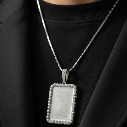 Moissanite 12.04 ctw Pointer Stones Rectangle Memory Pendant