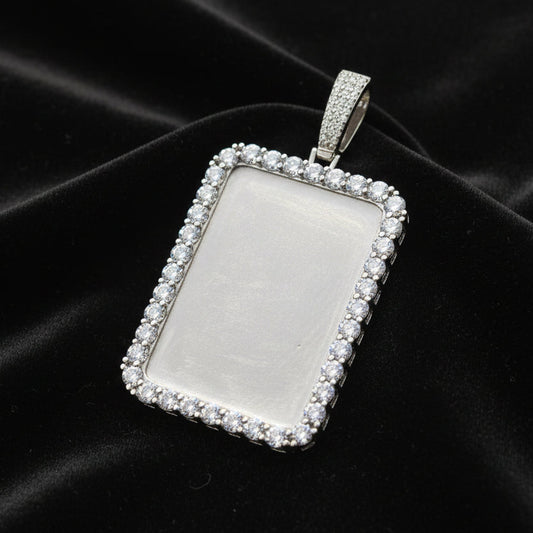 Moissanite 12.04 ctw Pointer Stones Rectangle Memory Pendant