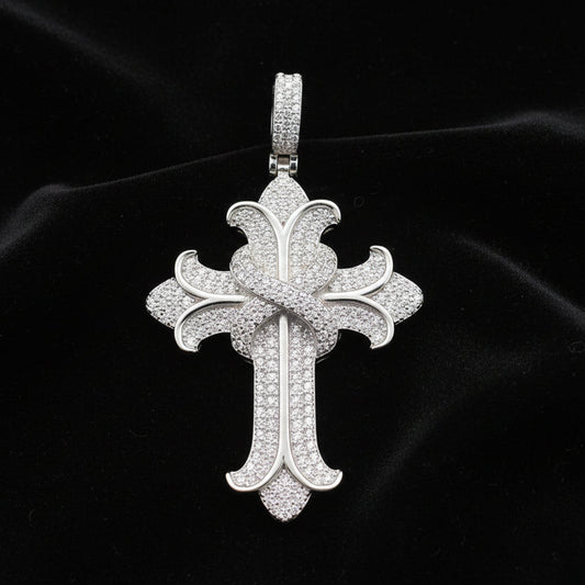 Moissanite 1.5 ctw Iced Gothic Cross Pendant