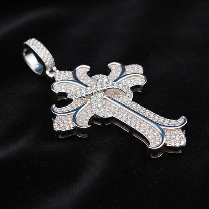 Moissanite 1.5 ctw Iced Gothic Cross Pendant