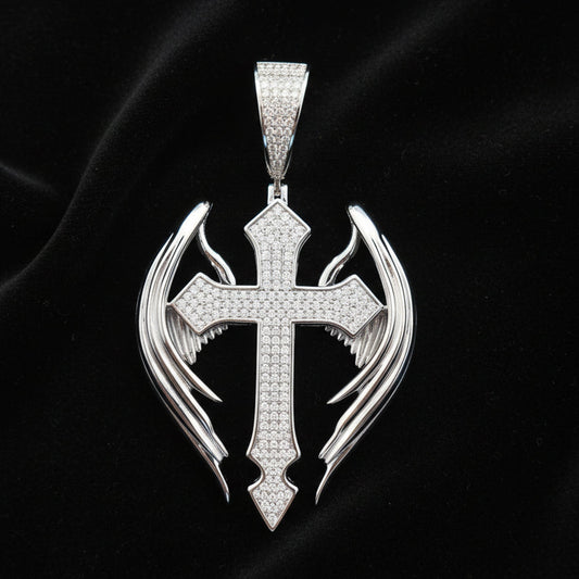 Moissanite 3.13 ctw Wings Cross Pendant