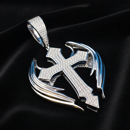 Moissanite 3.13 ctw Wings Cross Pendant