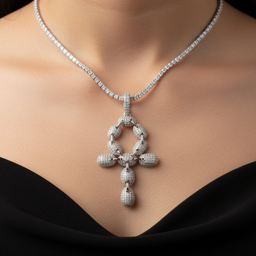 Moissanite 2.12 ctw Ankh Cross Pendant