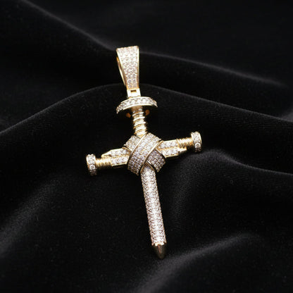 Moissanite 0.97 ctw Screw Nail Cross Pendant