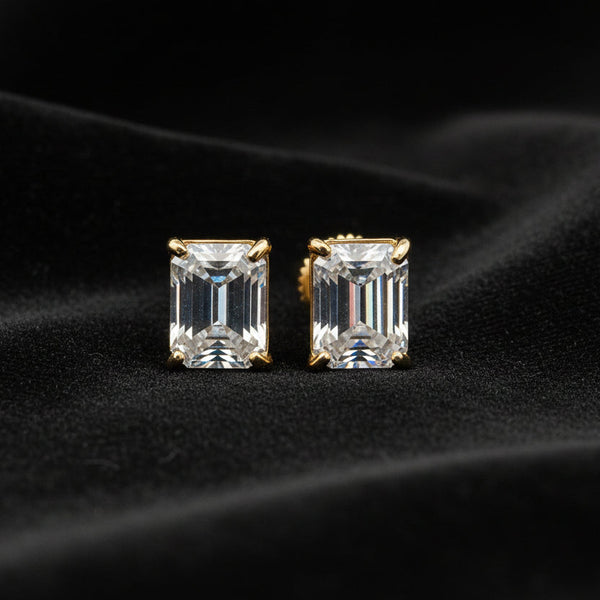 Moissanite 3.00 ctw Emerald Cut Earrings