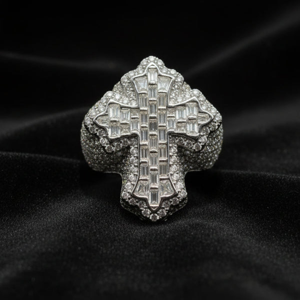 Moissanite 4.23 ctw Baguette Cross Ring