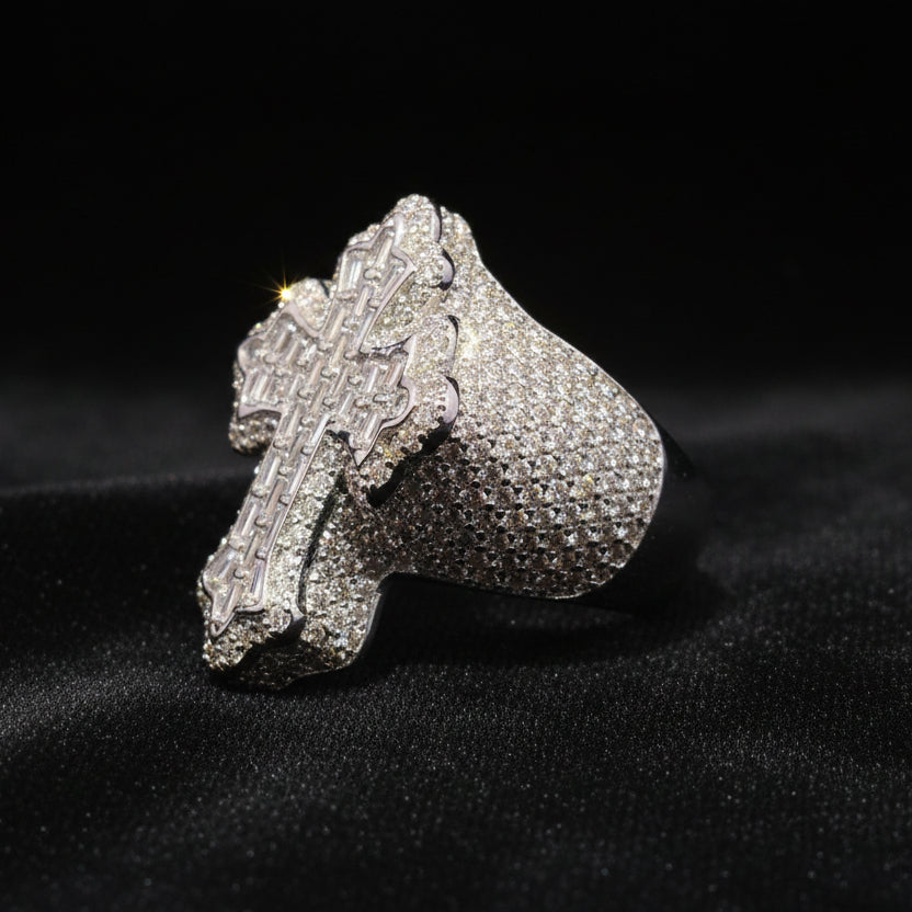 Moissanite 4.23 ctw Baguette Cross Ring