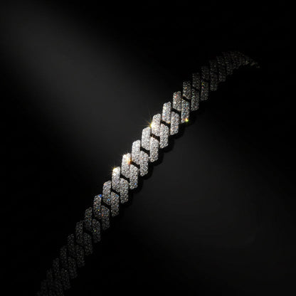 10mm Moissanite Curb Cuban Chain 18in