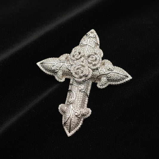 Moissanite 31.52 ctw Rose Flower Jesus Pendant