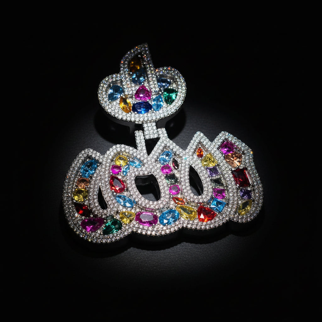 Moissanite 4.42 ctw Fancy Cut Color Allah Pendant