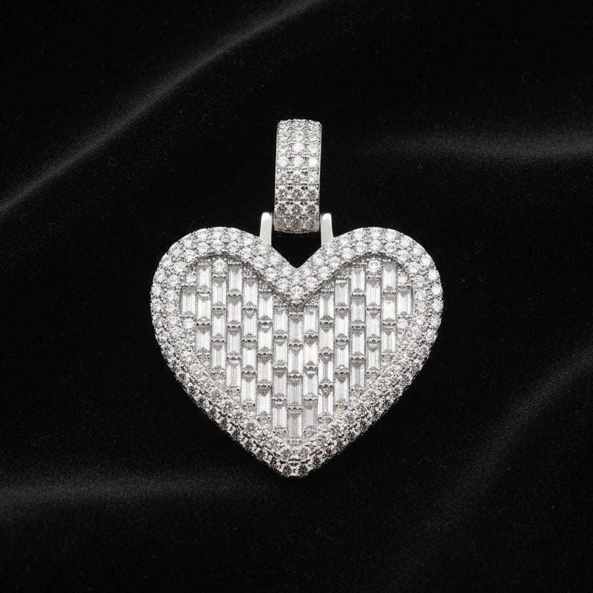 Moissanite 5.7 ctw Baguette Heart Shape Pendant