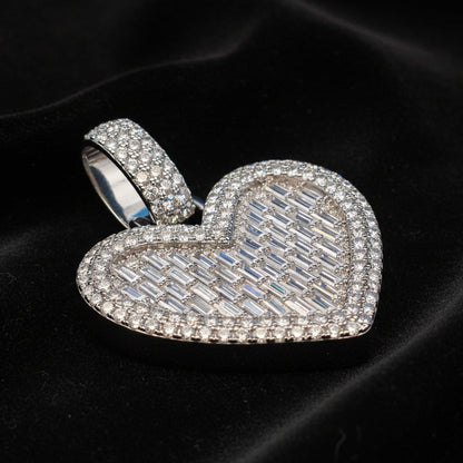 Moissanite 5.7 ctw Baguette Heart Shape Pendant