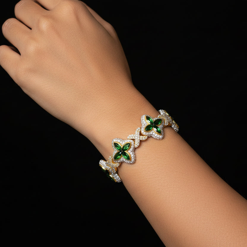 Moissanite 6.8 ctw Leaf Clover Infinite Cross Bracelet