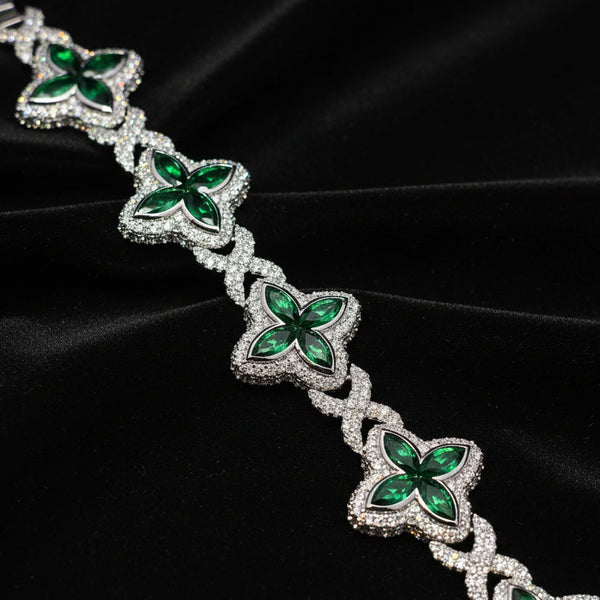 Moissanite 6.8 ctw Leaf Clover Infinite Cross Bracelet
