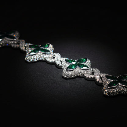 Moissanite 6.8 ctw Leaf Clover Infinite Cross Bracelet