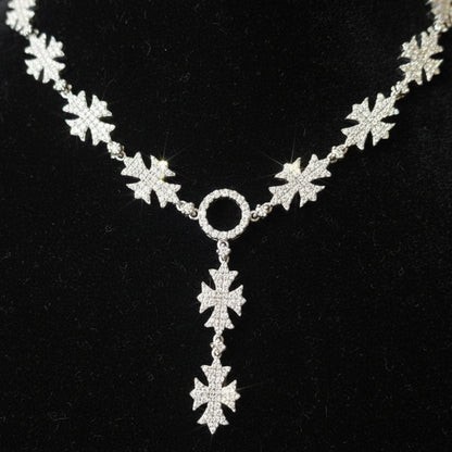 Moissanite  Flared Cross Rosary Chain 12.42 ctw
