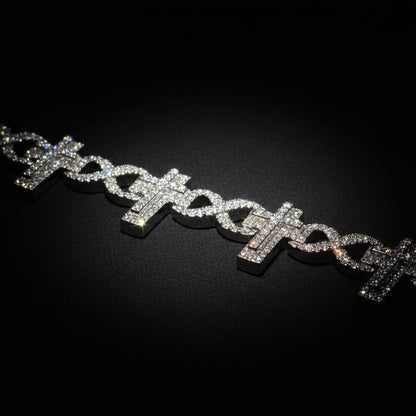 Moissanite Infinity Cross Bracelet 12.91 ctw